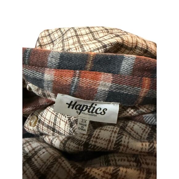 Haptics Boutique Flannel Women's Brown& Orange  Long Sleeve Shirt Size 3X - Picture 3 of 8